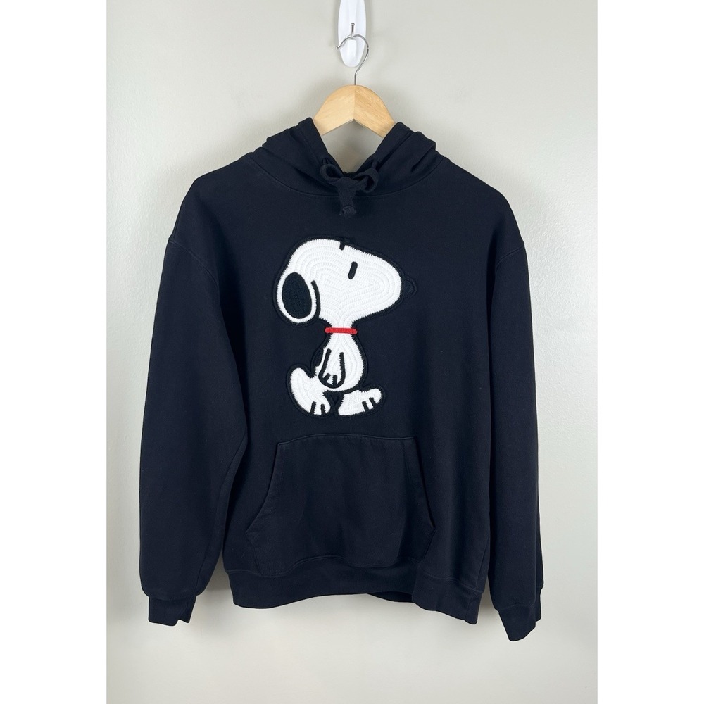 Peanuts Snoopy Hooded Sweatshirt Women's M Embroidered Pullover Cozy